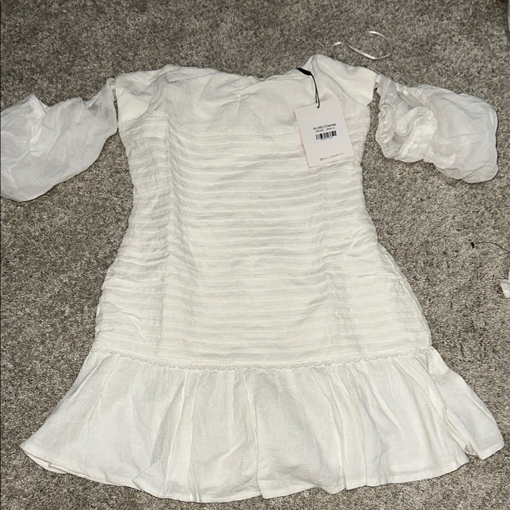 Hello Molly White Textured White Dress